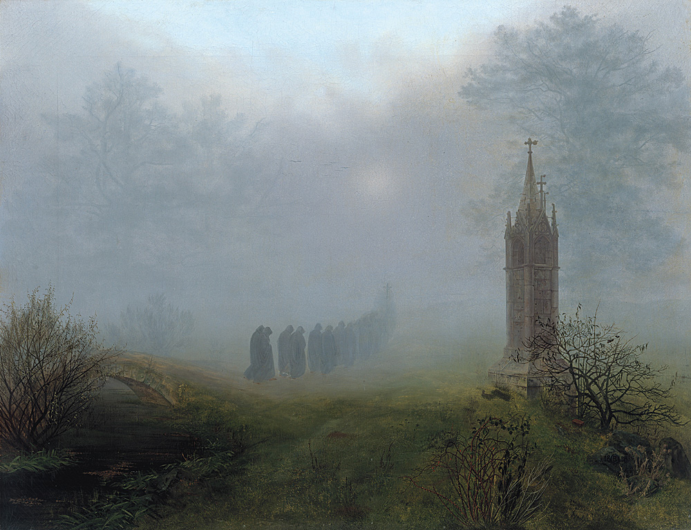 Ernst Ferdinand Oehme (1797–1855) Prozession im Nebel, 1828 Öl auf Leinwand, 81,5 × 105,5 cm Galerie Neue Meister, Staatliche Kunstsammlungen Dresden