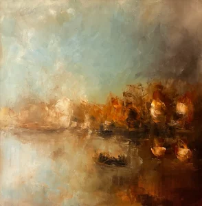 Abstraktes Landschaftsgemälde von Nizaket Sinanovska