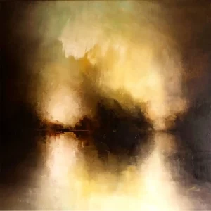 Abstraktes Landschaftsgemälde von Nizaket Sinanovska