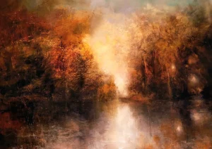 Abstraktes Landschaftsgemälde von Nizaket Sinanovska