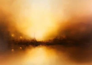 Abstraktes Landschaftsgemälde von Nizaket Sinanovska