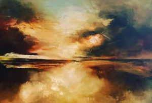 Abstraktes Landschaftsgemälde von Nizaket Sinanovska