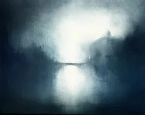 Abstraktes Landschaftsgemälde von Nizaket Sinanovska