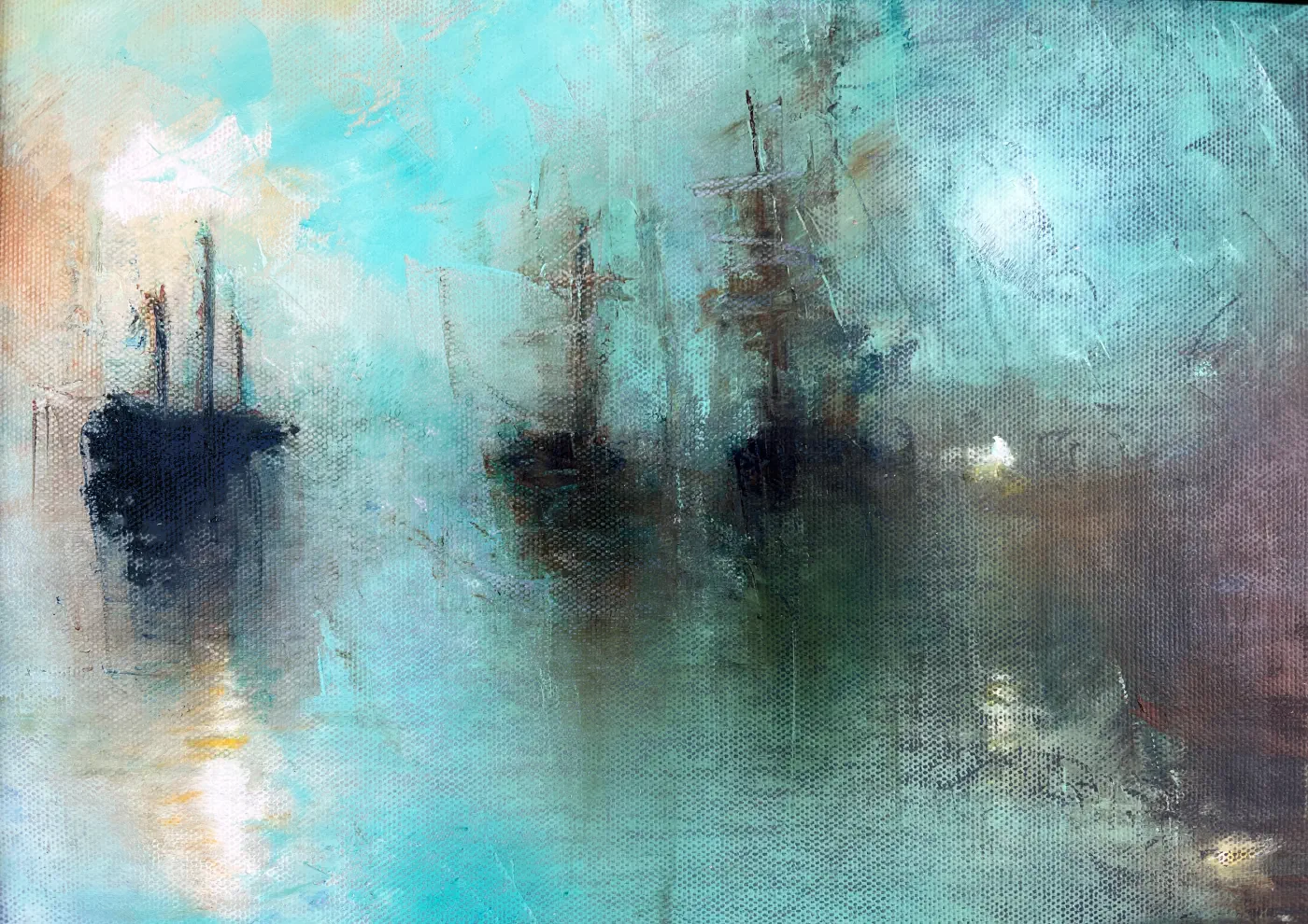 Abstraktes Landschaftsgemälde von Nizaket Sinanovska